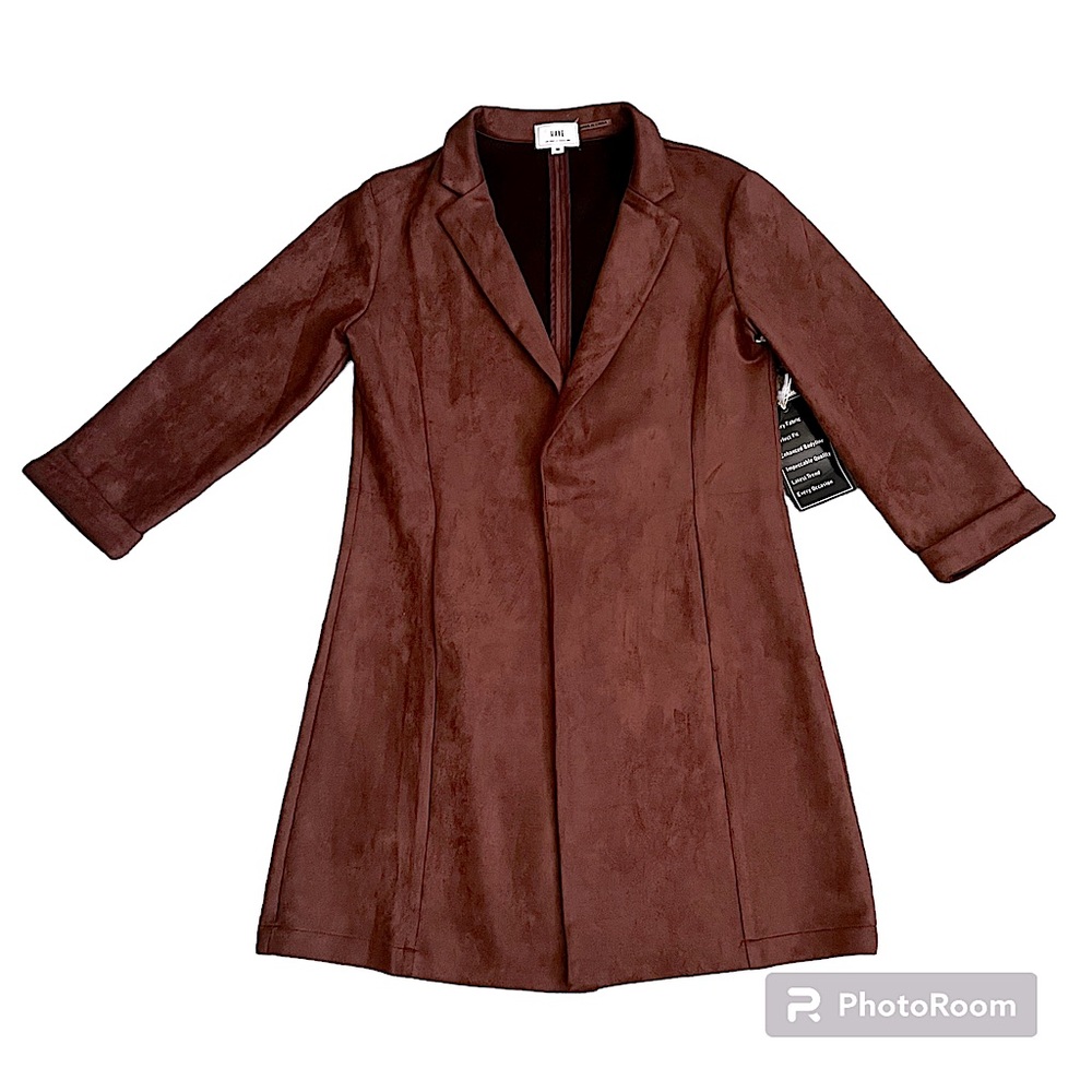 NWT Have Womens Size M Plum Mauve Open Overcoat w/ Faux Suede Look